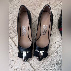 Ferragamo black heels, size 6.5